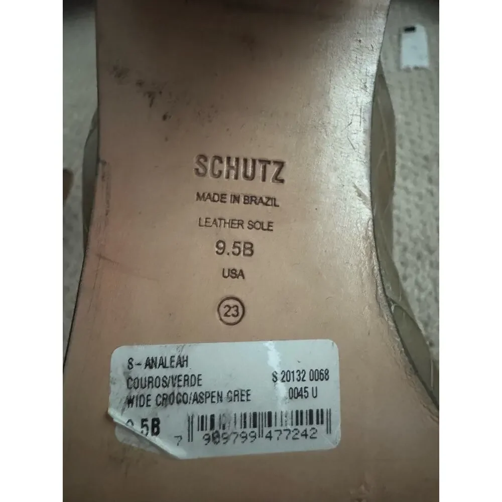 Schutz Leather Analeah croc embossed olive boots 9.5 - Picture 2 of 7